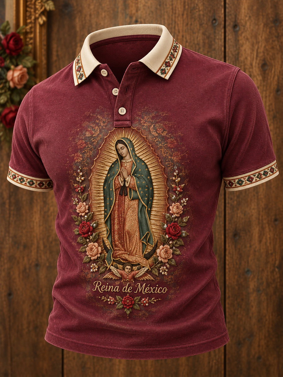 Men's Mexico Our Lady of Guadalupe Art Printed Casual Tops