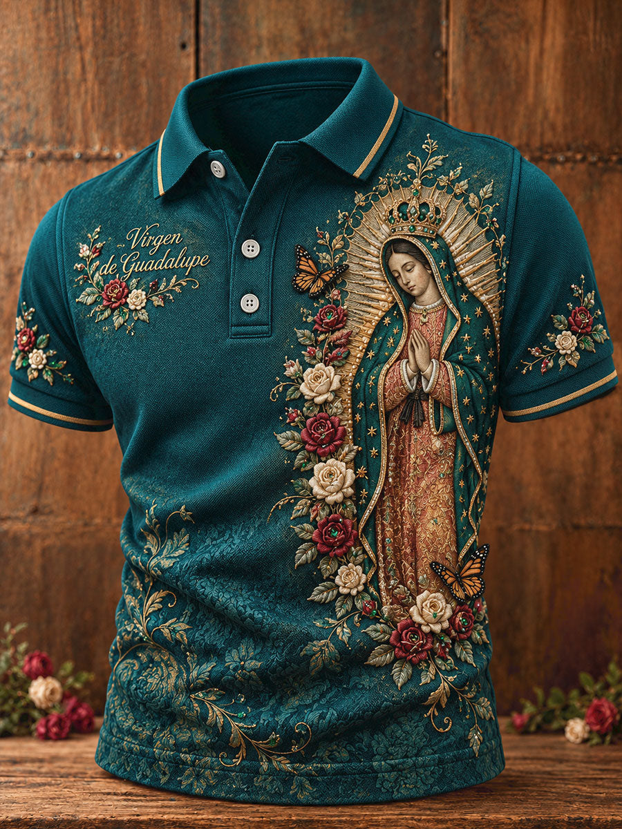 Men's Mexico Our Lady of Guadalupe Art Printed Casual Tops