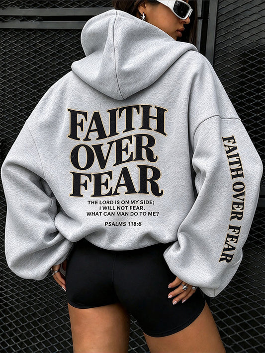 Women's Faith Over Fear Print Hoodies