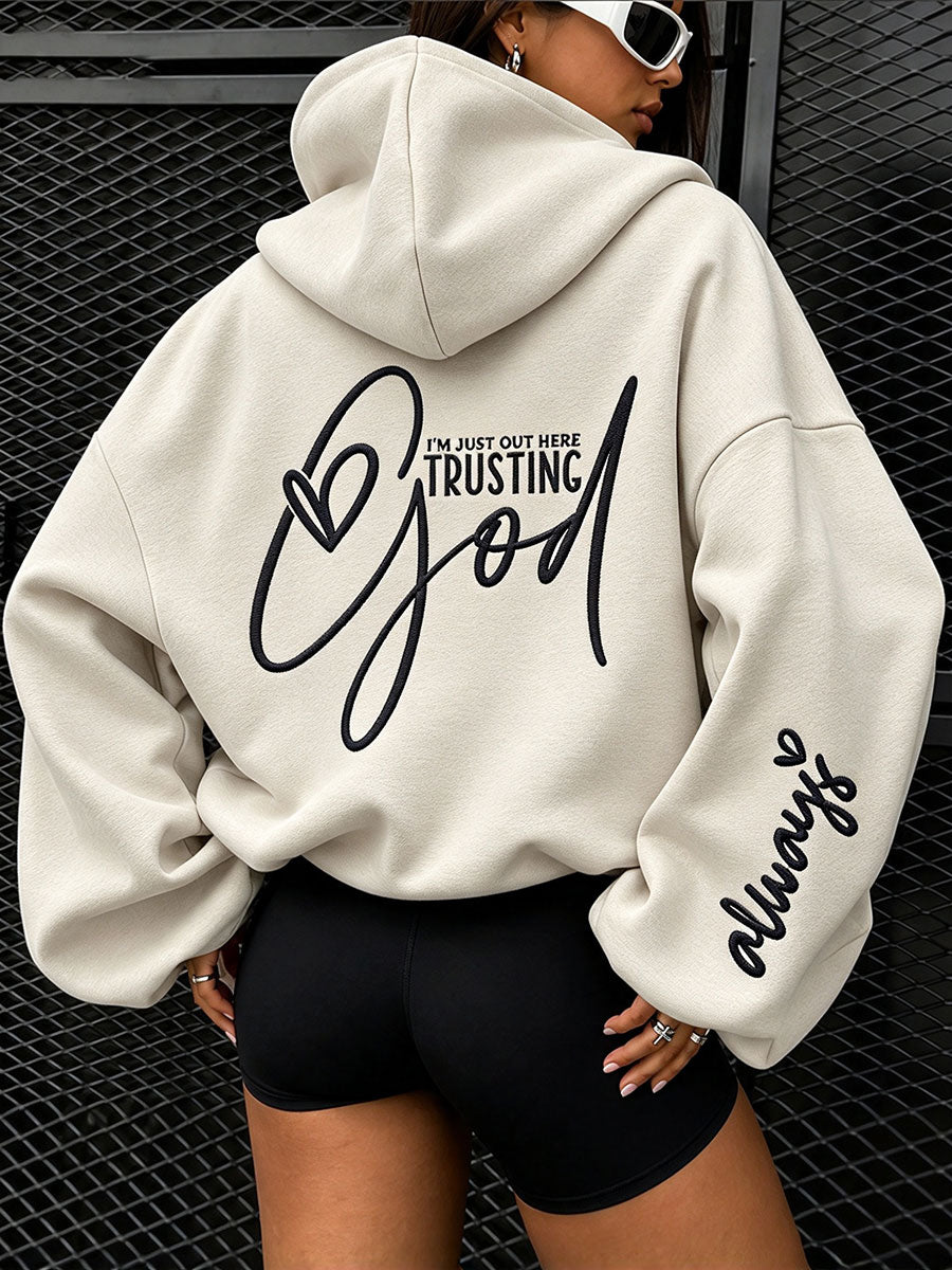 Women's I'm Just Out Here Trusting God Print Hoodies