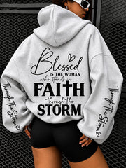 Women's Blessed Is The Woman Who Stands In Faith Print  Hoodies