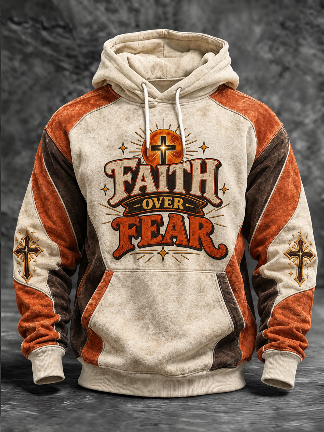 Men's Faith-Themed Slogan Pattern Casual Hoodie