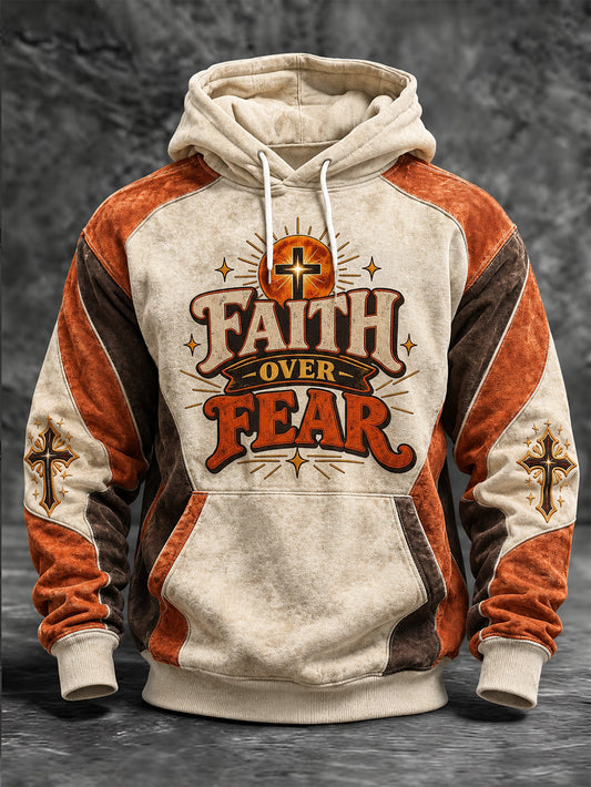 Men's Faith-Themed Slogan Pattern Casual Hoodie