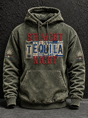 Men's Straight Tequila Night Print  Oversized Drop-Shoulder Hoodie