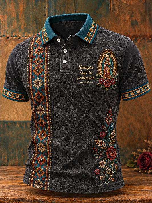 Men's Mexico Our Lady Guadalupe Art Printed Casual Tops