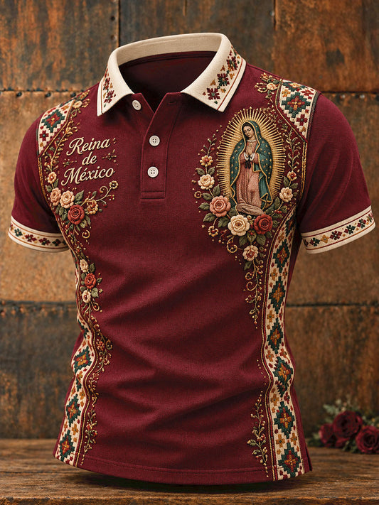 Men's Mexico Our Lady Guadalupe Art Printed Casual Tops