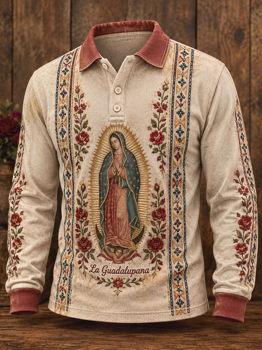 Men's Mexico Our Lady Guadalupe Art Printed Casual Tops