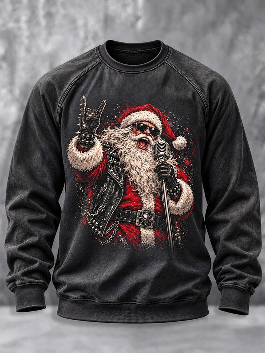 Men's Heavy Metal Rock Christmas Print Sweatshirt