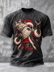 Men's Heavy Metal Rock Christmas Print T-shirt