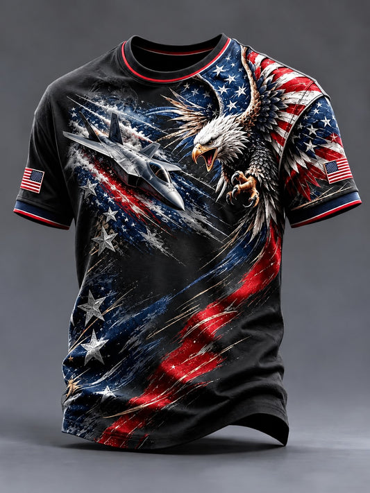 Men's Vintage Airplane Printed T-shirt