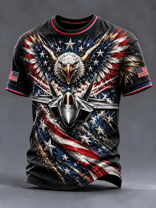 Men's Vintage Airplane Printed T-shirt