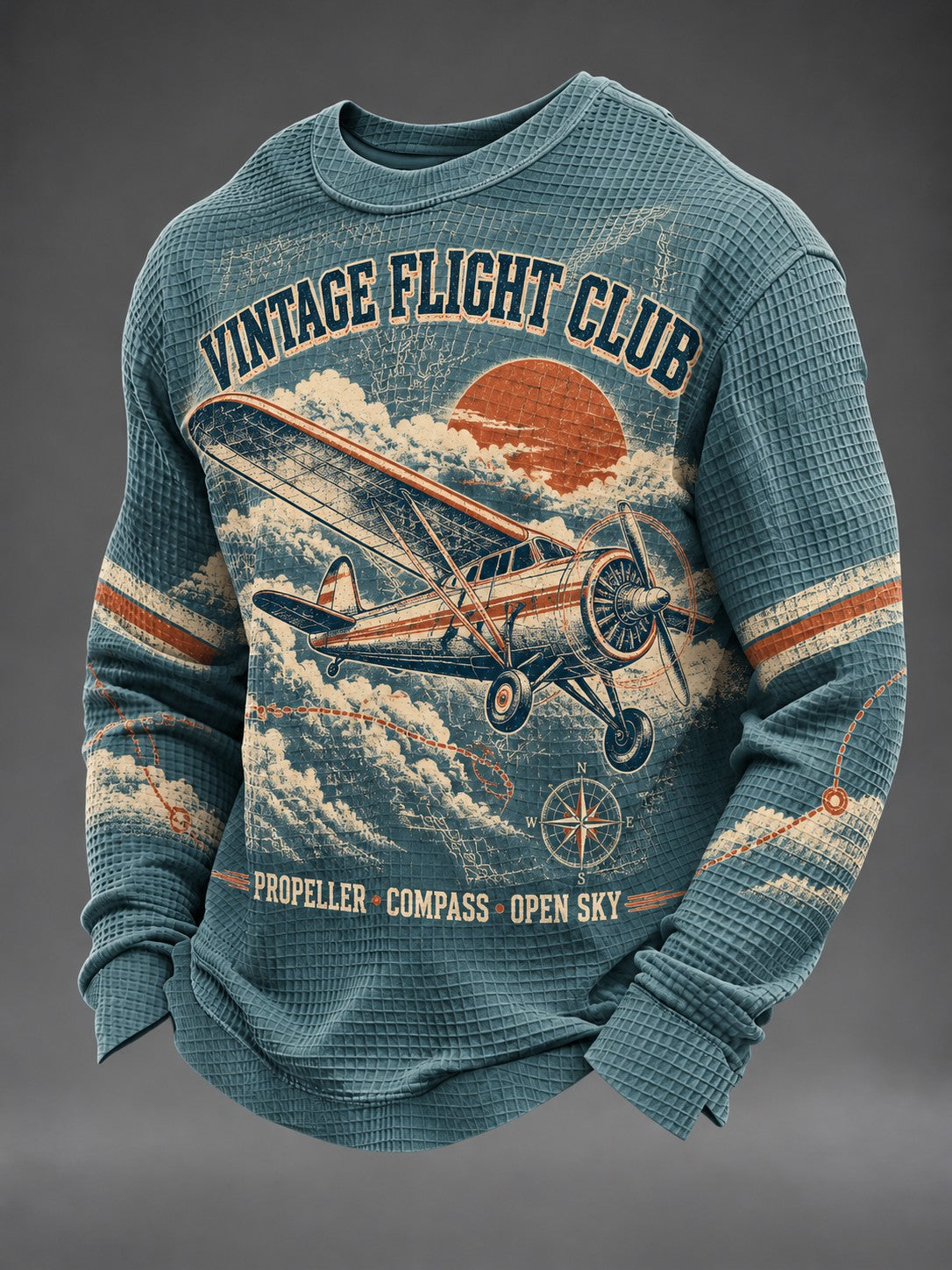 Men's Vintage Fight Club Printed Waffle Long Sleeve T-Shirt