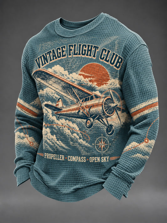 Men's Vintage Fight Club Printed Waffle Long Sleeve T-Shirt