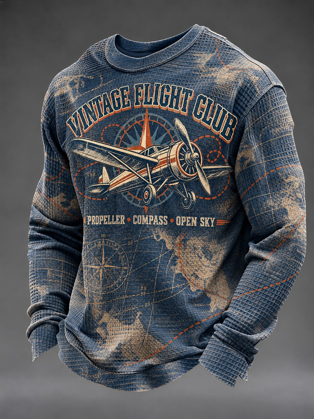 Men's Vintage Fight Club Printed Waffle Long Sleeve T-Shirt