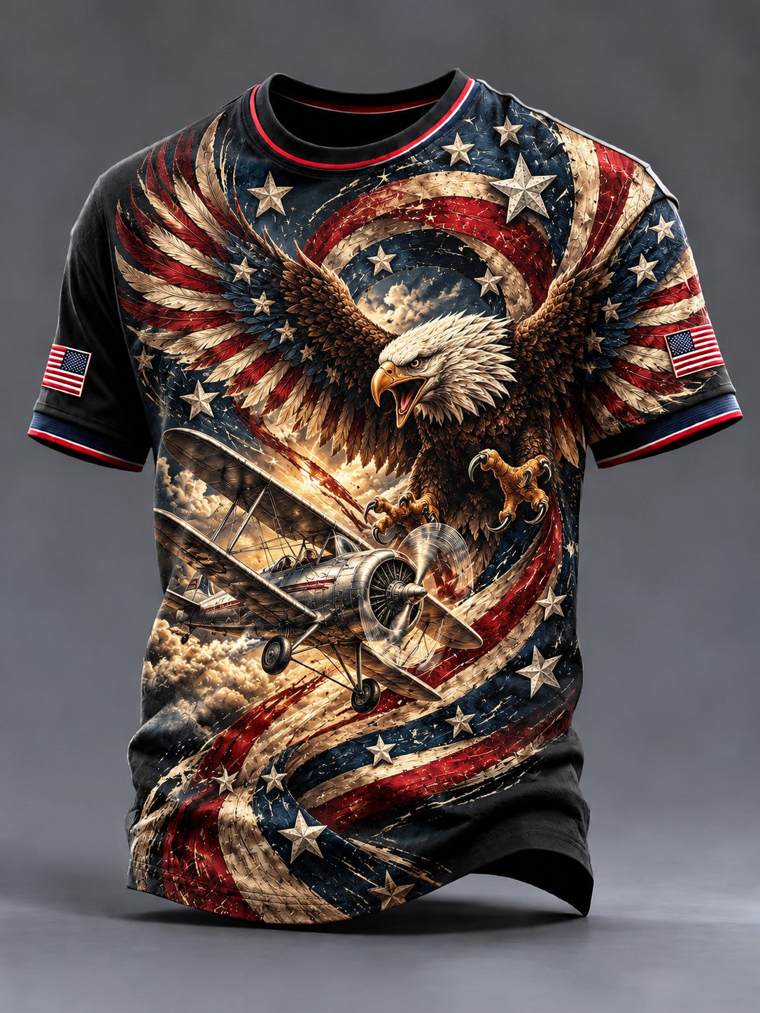 Men's Vintage Airplane Printed T-shirt