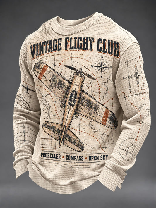 Men's Vintage Fight Club Printed Waffle Long Sleeve T-Shirt