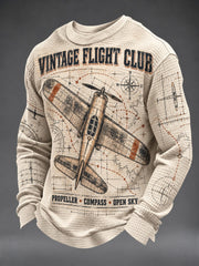 Men's Vintage Fight Club Printed Waffle Long Sleeve T-Shirt