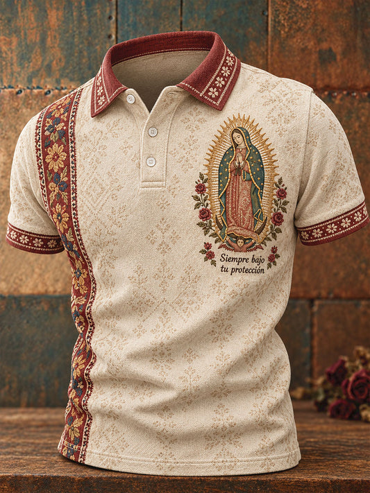 Men's Mexico Our Lady of Guadalupe Art Printed Casual Tops