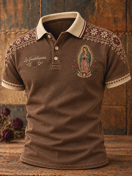 Men's Mexico Our Lady of Guadalupe Art Printed Casual Tops