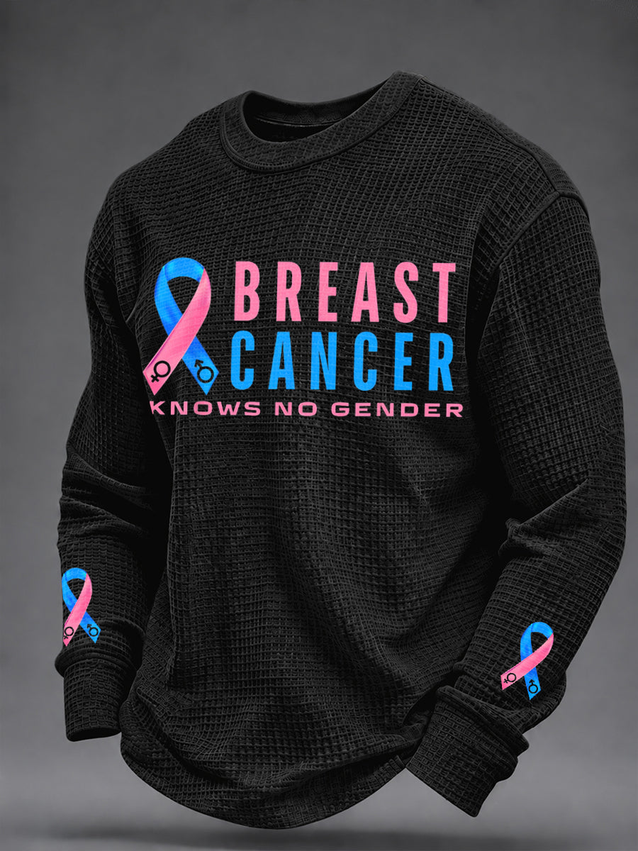 Men's Breast Cancer Awareness Men Fight Pink Too Waffle Sweatshirt